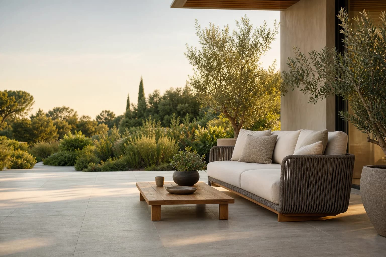 Outdoor lounge set on a garden terrace
