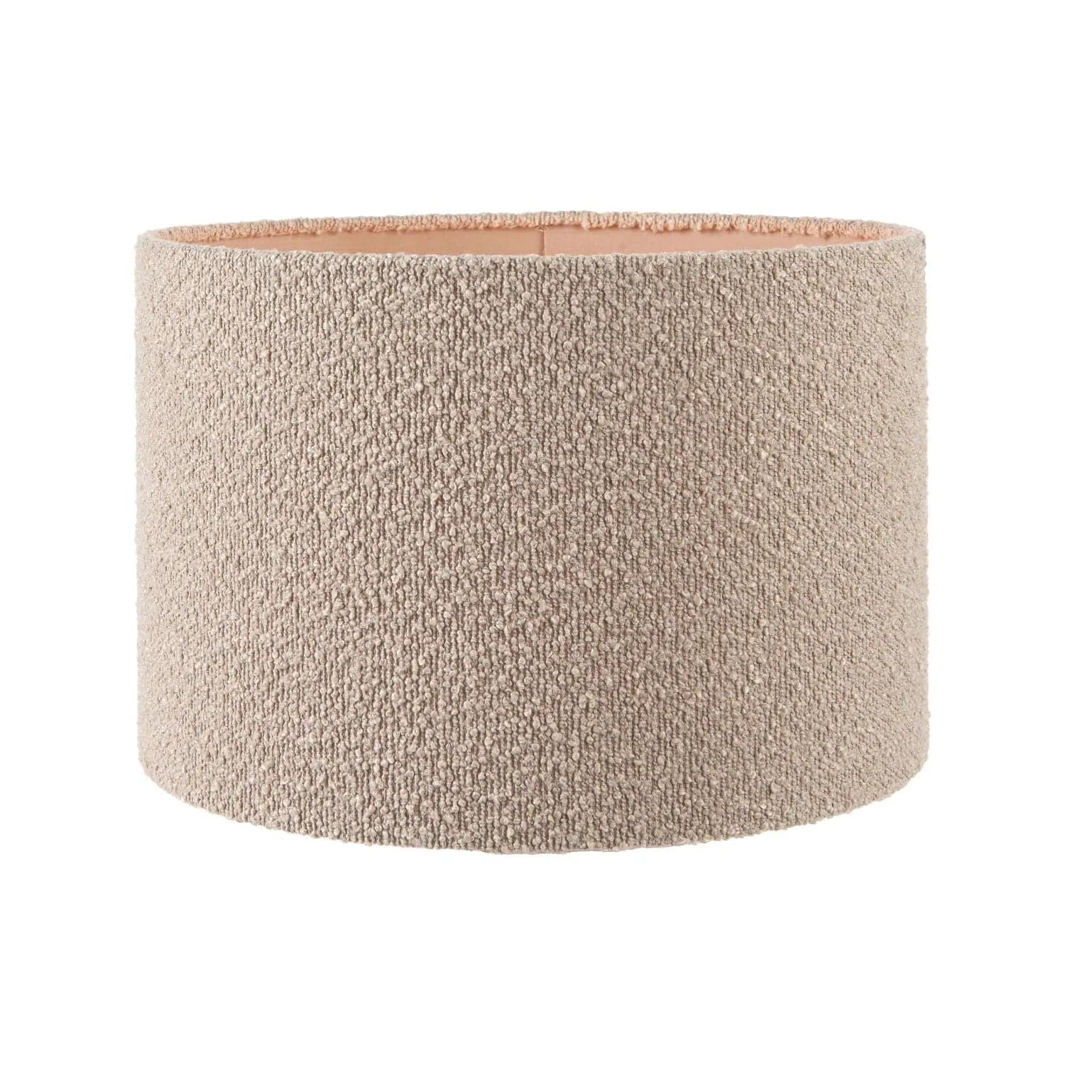 Beige Taupe Bouclé Drum Lampshade with Teddy Textured Fabric – Cylinder Light Shade for Ceiling Table and Floor Lamps 35cm/14in